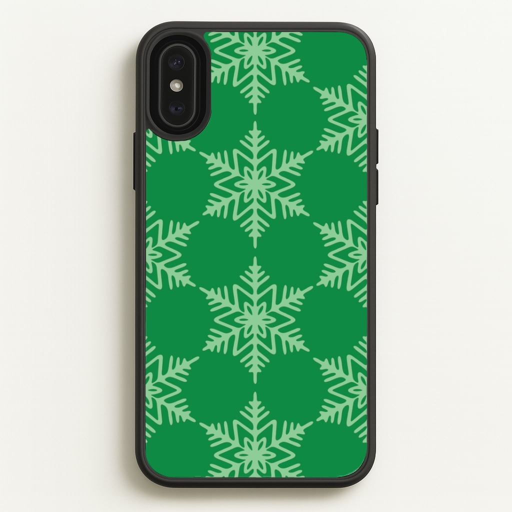 Green Giant Snowflakes Christmas Pattern iPhone XS Max Case