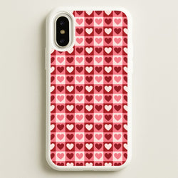 Pink Tartan Love Hearts Pattern iPhone X / XS Case