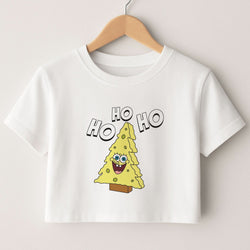 Christmas Tree Cartoon Sponge Crop Top