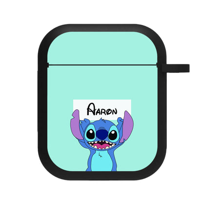 Standing Blue Alien - Personalised Disney AirPods Case