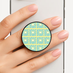 Square Abstract Flowers Blue Phone Grip