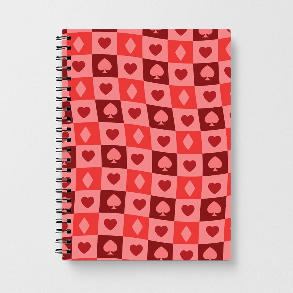 Card Suits Pattern Red Notebook