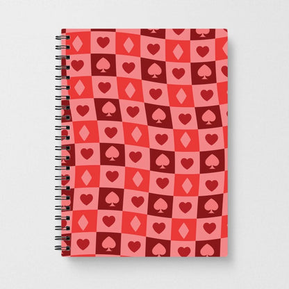 Card Suits Pattern Red Notebook