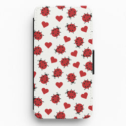 Ladybugs And Hearts Pattern Flip / Wallet Phone Case