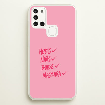 Heels, Nails, Blade, Mascara Galaxy A21s Case