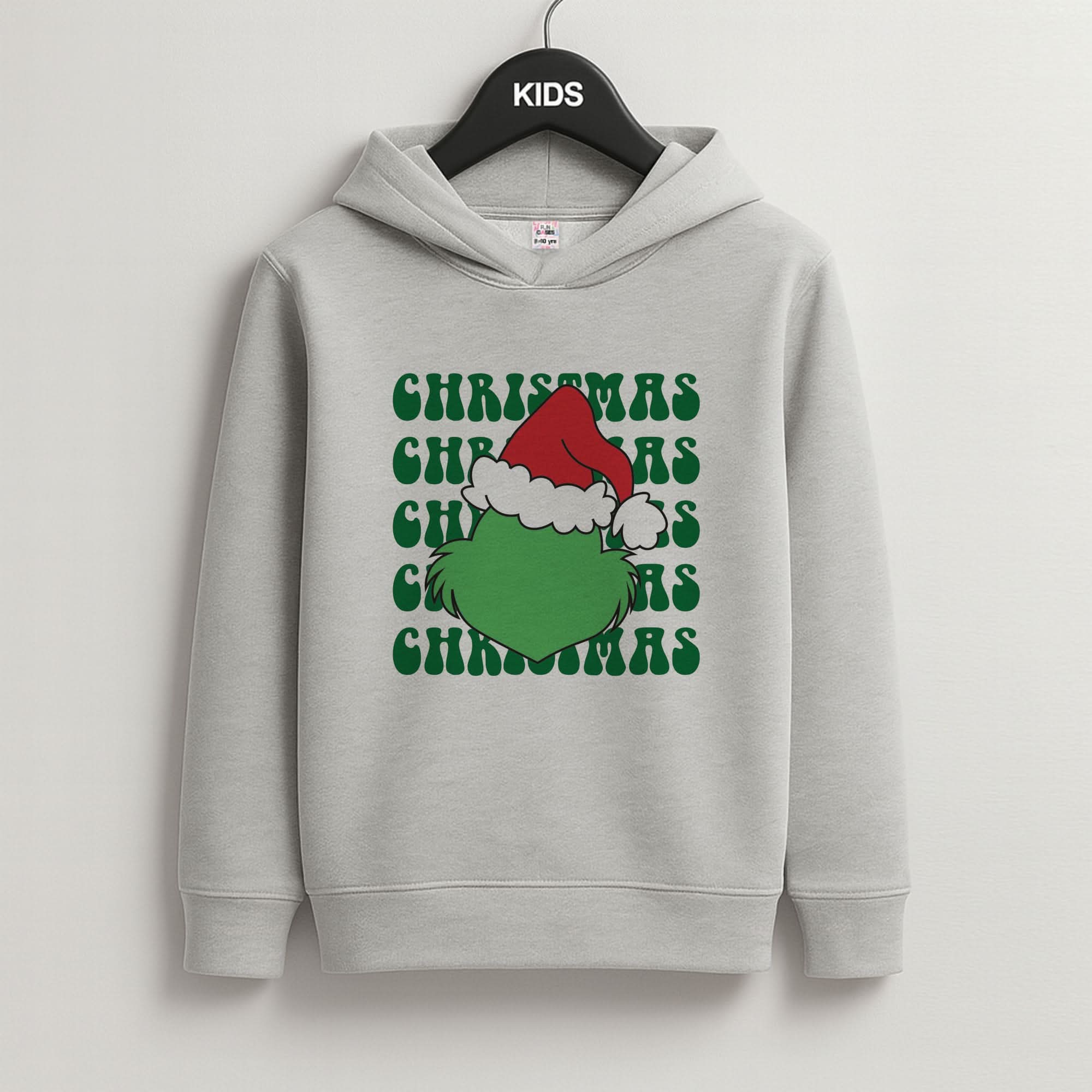 Green Creature Christmas Grey Kids Hoodie