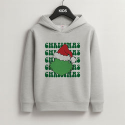 Green Creature Christmas Grey Kids Hoodie