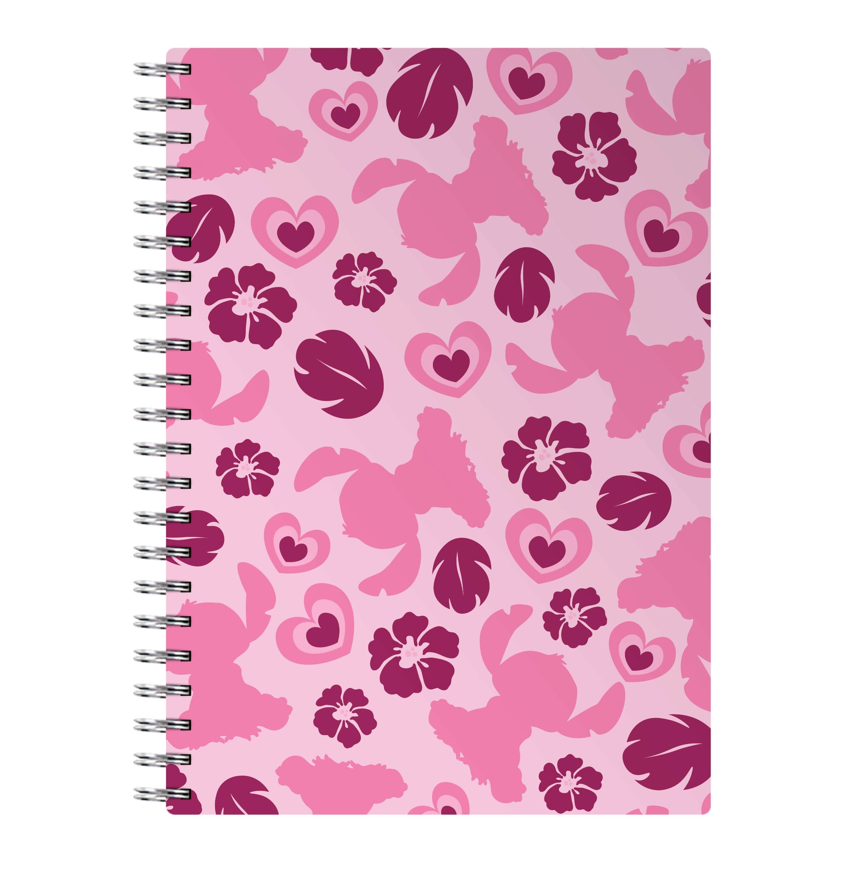 Pink Alien Silhouette Pattern Notebook