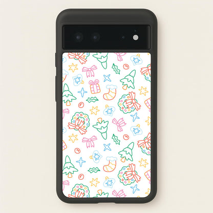 Neon Christmas Icons Pattern II Google Pixel 6 Case
