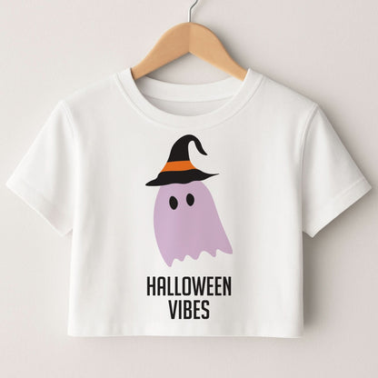 Purple Ghost Halloween Vibes Crop Top
