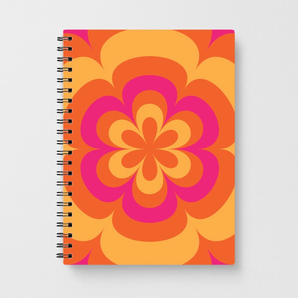 Sunset Trippy Flower Pattern Notebook
