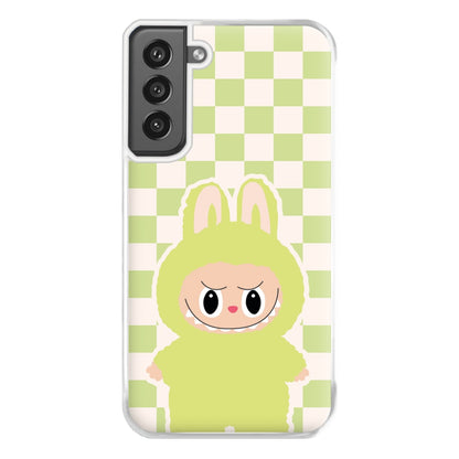 Checkered Cute Green Monster  Galaxy S21FE Case
