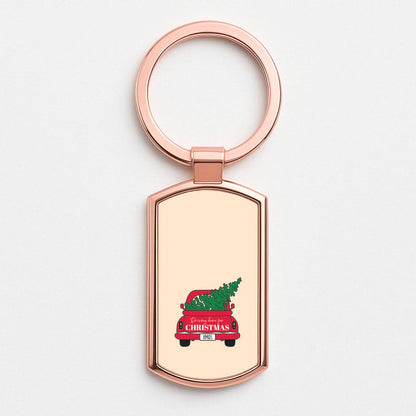 Driving Home For Christmas Truck Rose Gold Keyring