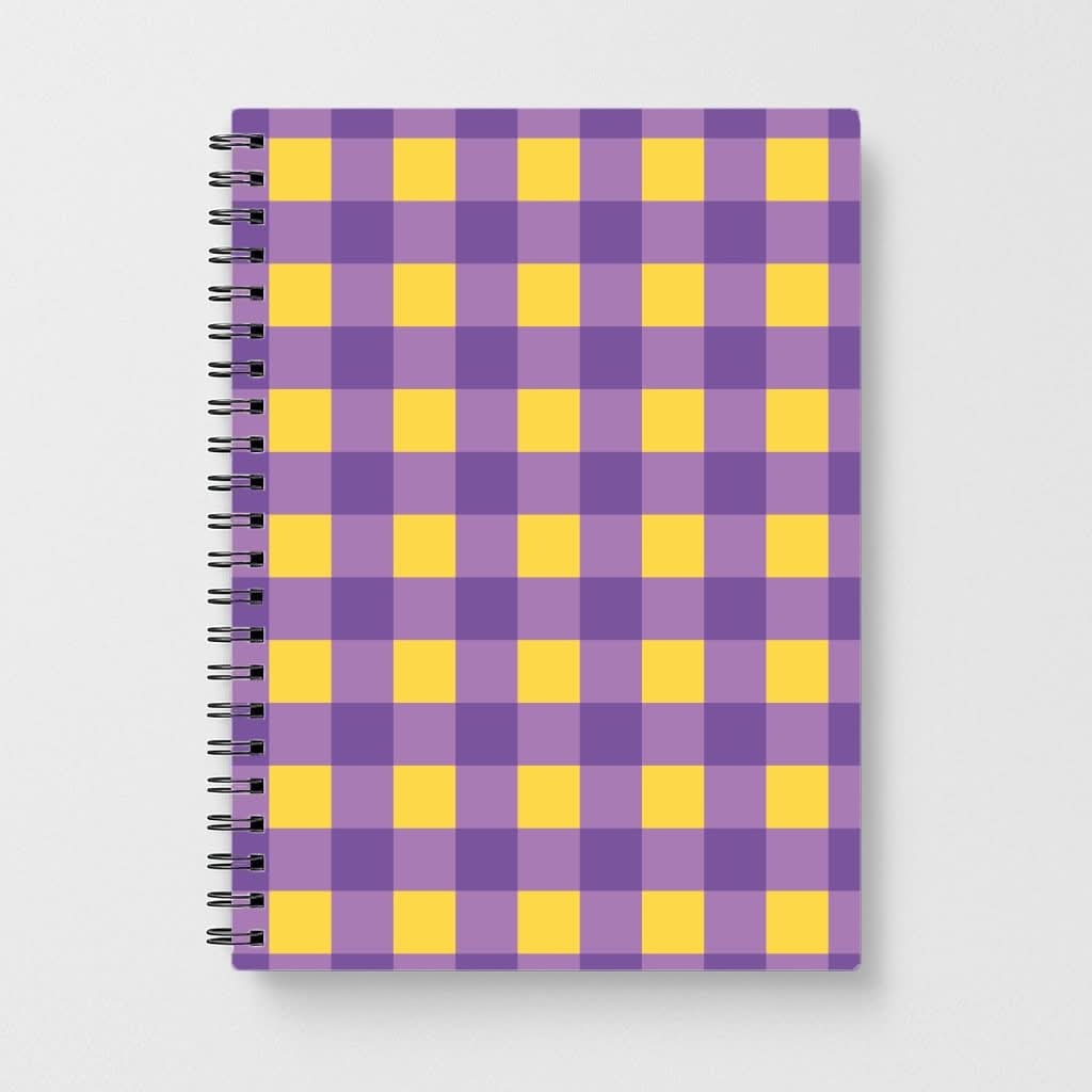 Purple And Yellow Checkered Pattern Notebook