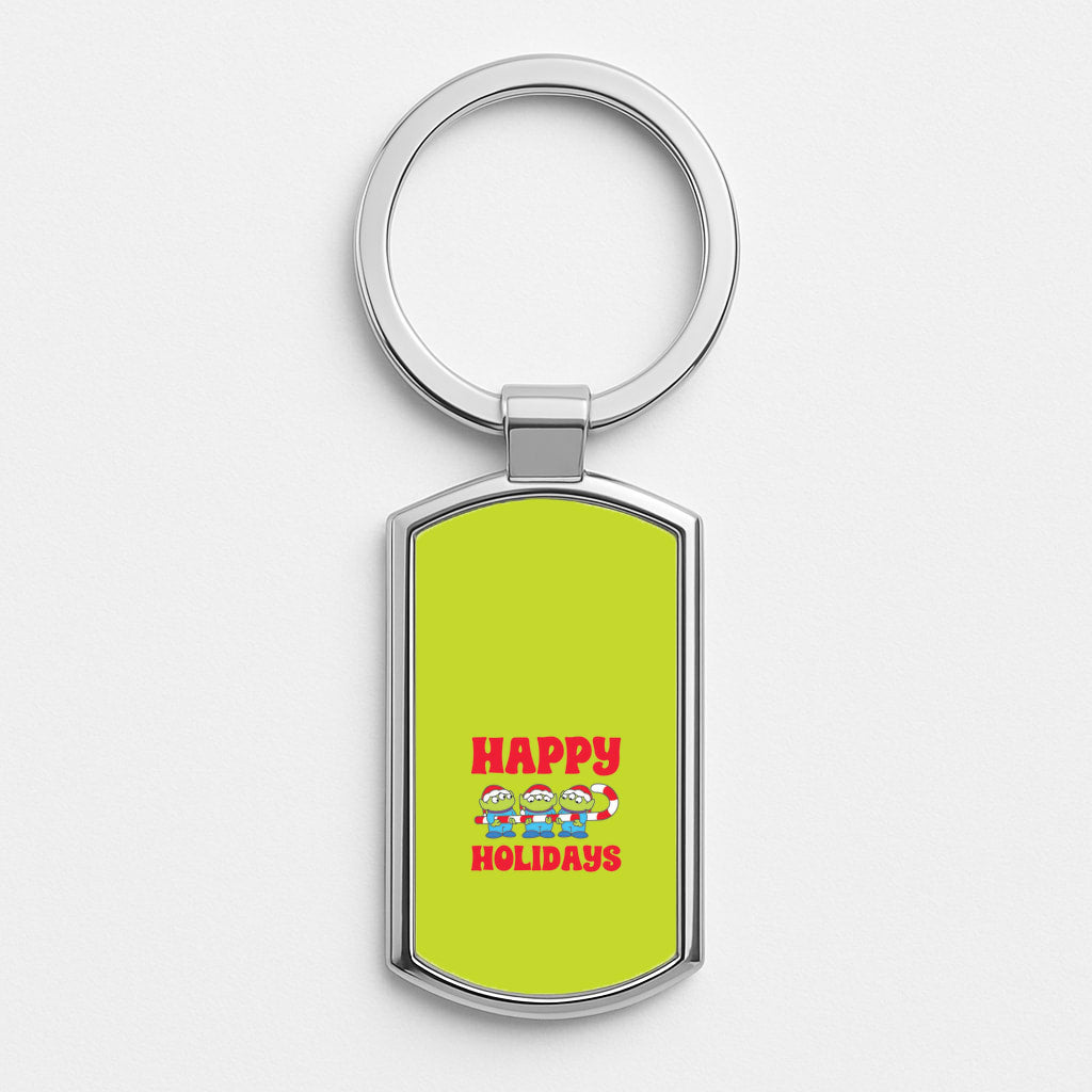 Happy Holidays Cute Green Aliens Luxury Keyring