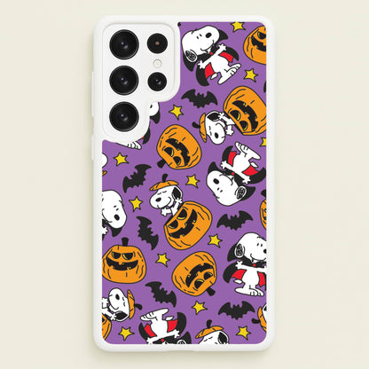 Cartoon Beagle Halloween Pattern Galaxy S22 Ultra Case