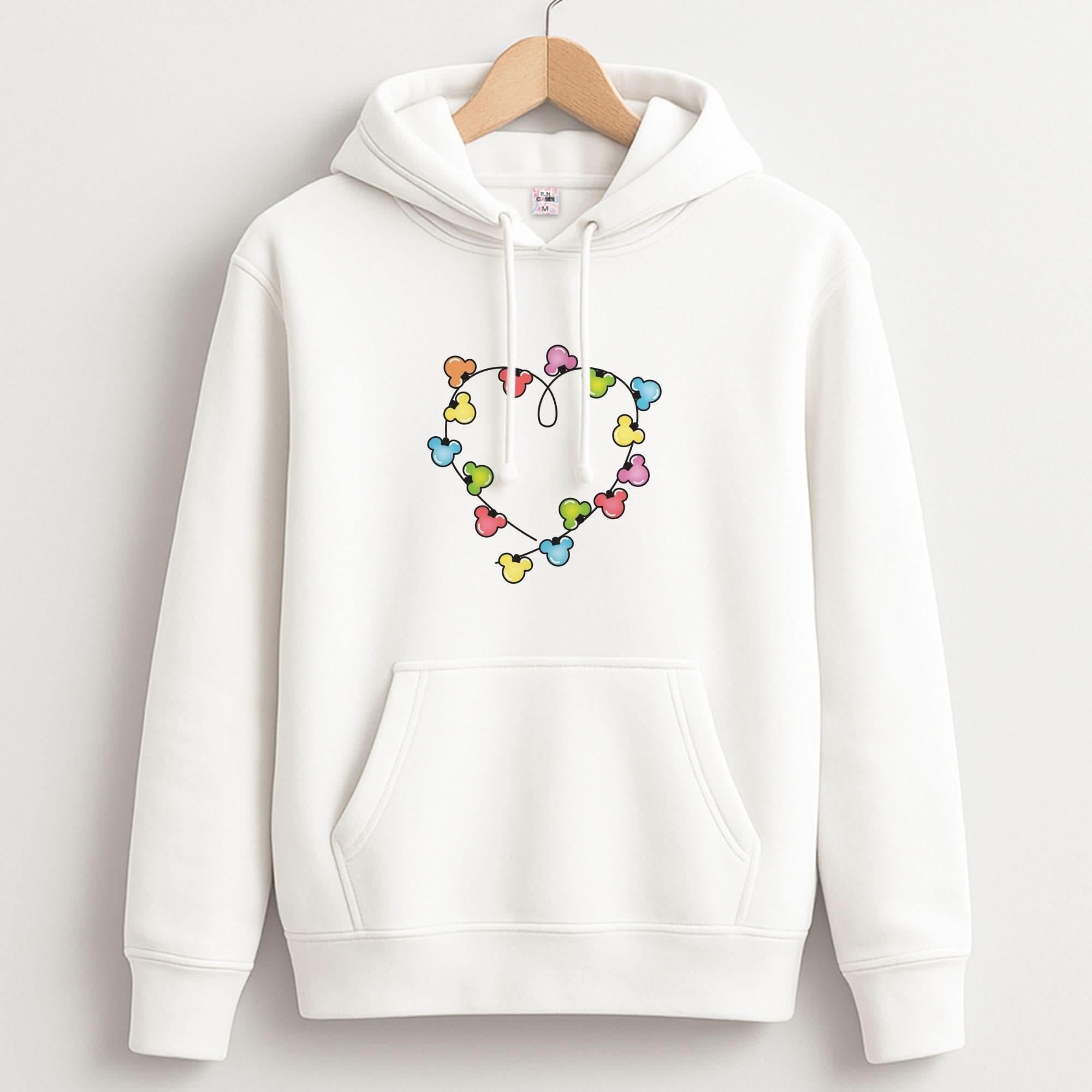Cartoon Mouse Christmas Fairylights Heart Hoodie