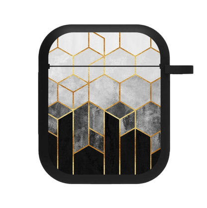 Black White & Gold Honeycomb Pattern AirPods Case