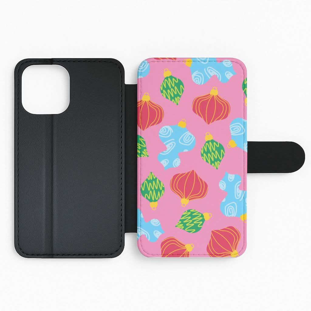 Abstract Christmas Baubles Pattern Flip Phone Case