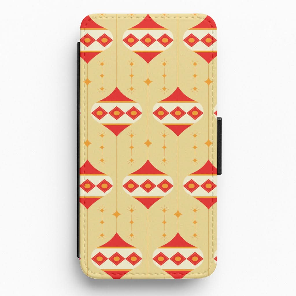 Abstract Christmas Baubles Pattern Flip / Wallet Phone Case