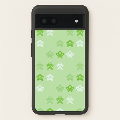 Green Slowflakes Christmas Pattern Google Pixel 7a Case