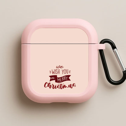 We Wish You A Merry Christmas Quote Pink AirPods Case