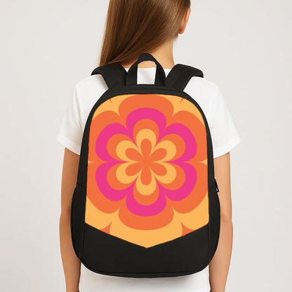 Sunset Trippy Flower Pattern School Bag