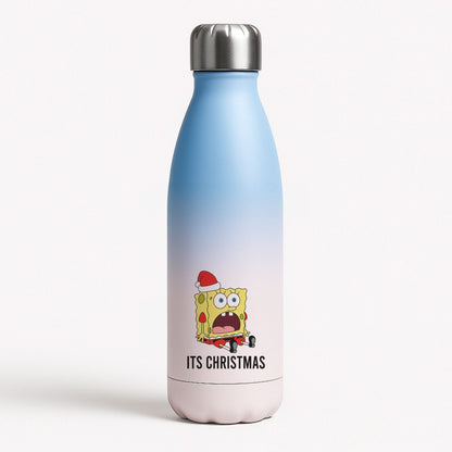 It's Christmas Cartoon Sponge Blue Water Bottle