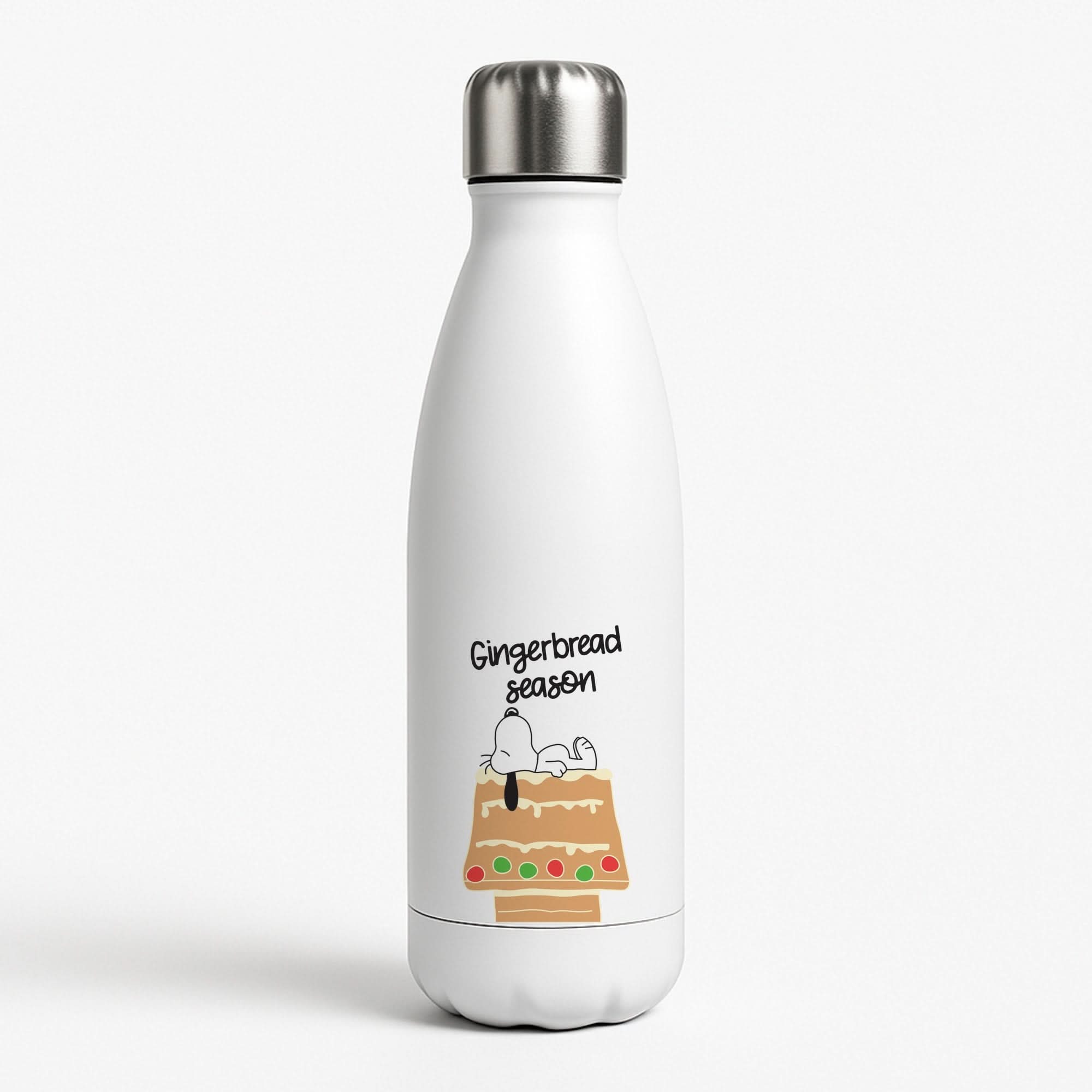 Cartoon Beagle Gingerbread House Water Bottle