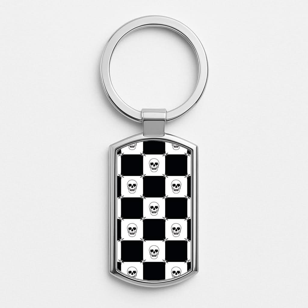 Checkered Skulls Pattern Luxury Keyring