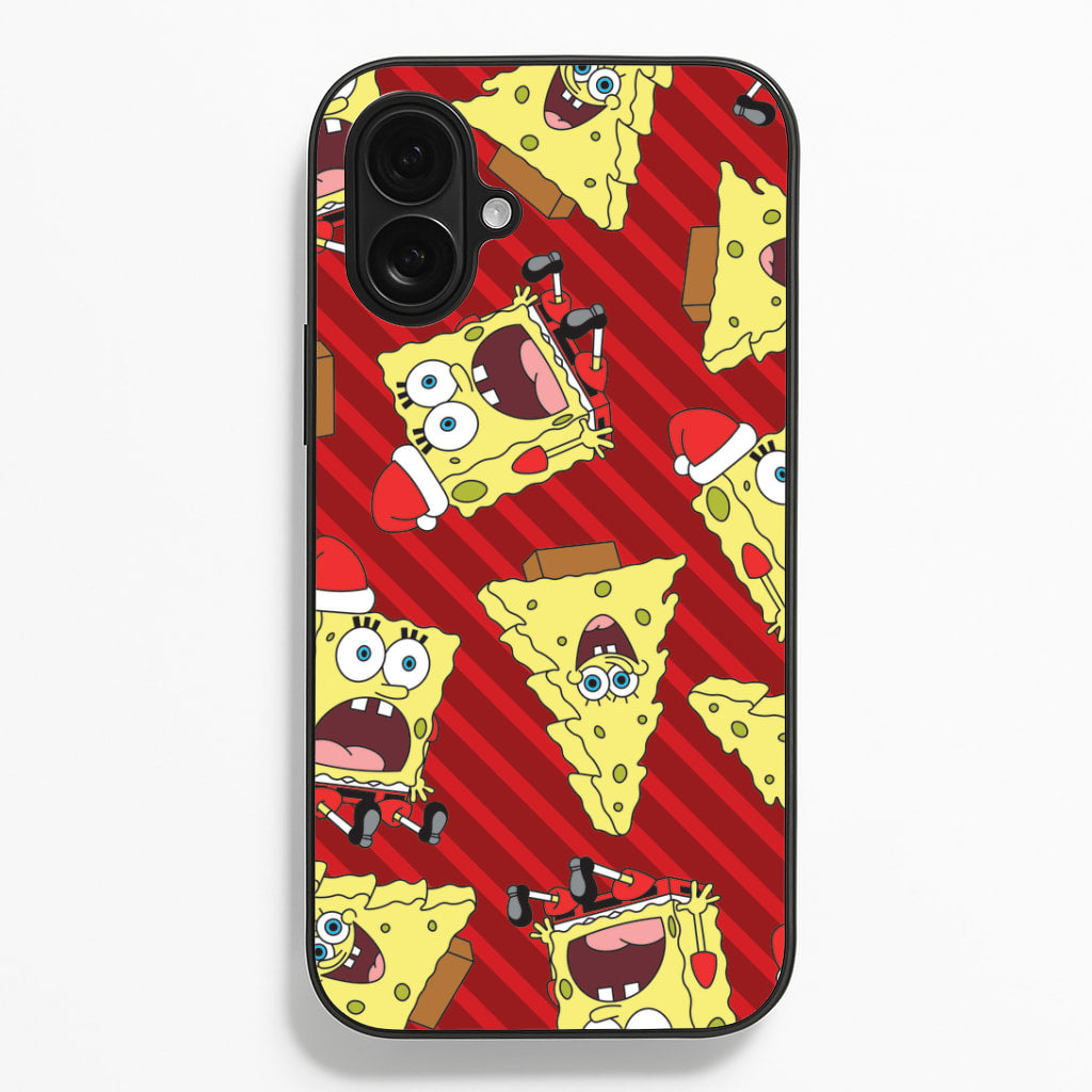 Christmas Cartoon Sponge Stripes Pattern iPhone 16 Plus Case