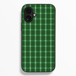 Dark Green Tartan Christmas Pattern iPhone 16 Plus Case