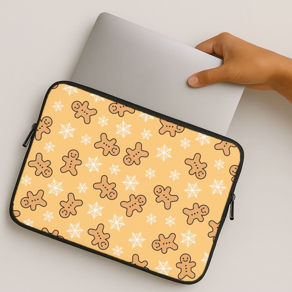 Cute Gingerbread And Snowflakes Pattern MacBook Cover