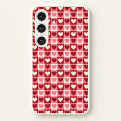 Pink Tartan Love Hearts Pattern Galaxy S25 Case