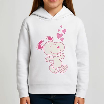 Cartoon Beagle Valentine Hearts Pattern Girls Hoodie