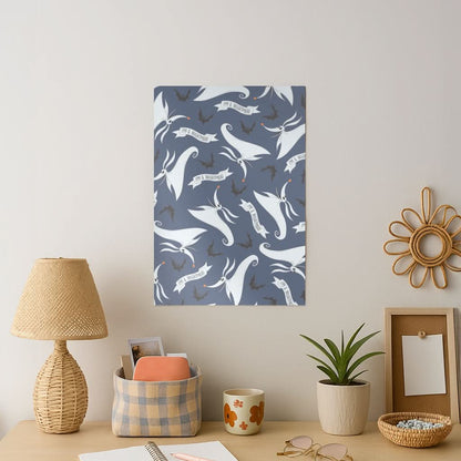 Skeleton Dog And Bats Pattern Art Print