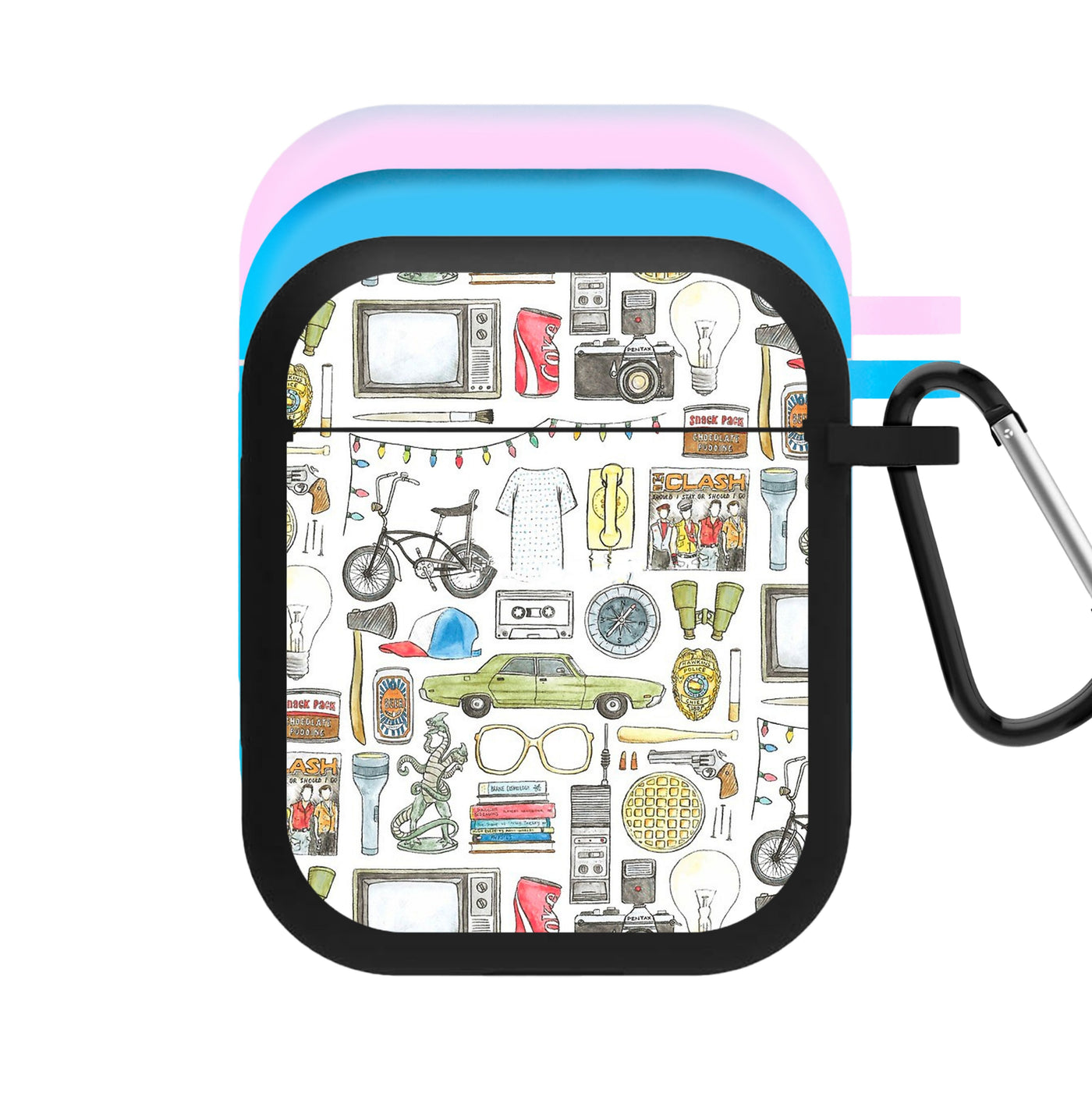 Stranger Things Objects Illustration AirPods Case