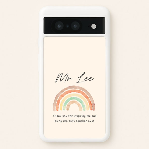 Biege Personalised Teacher Rainbow  Google Pixel 8 Case