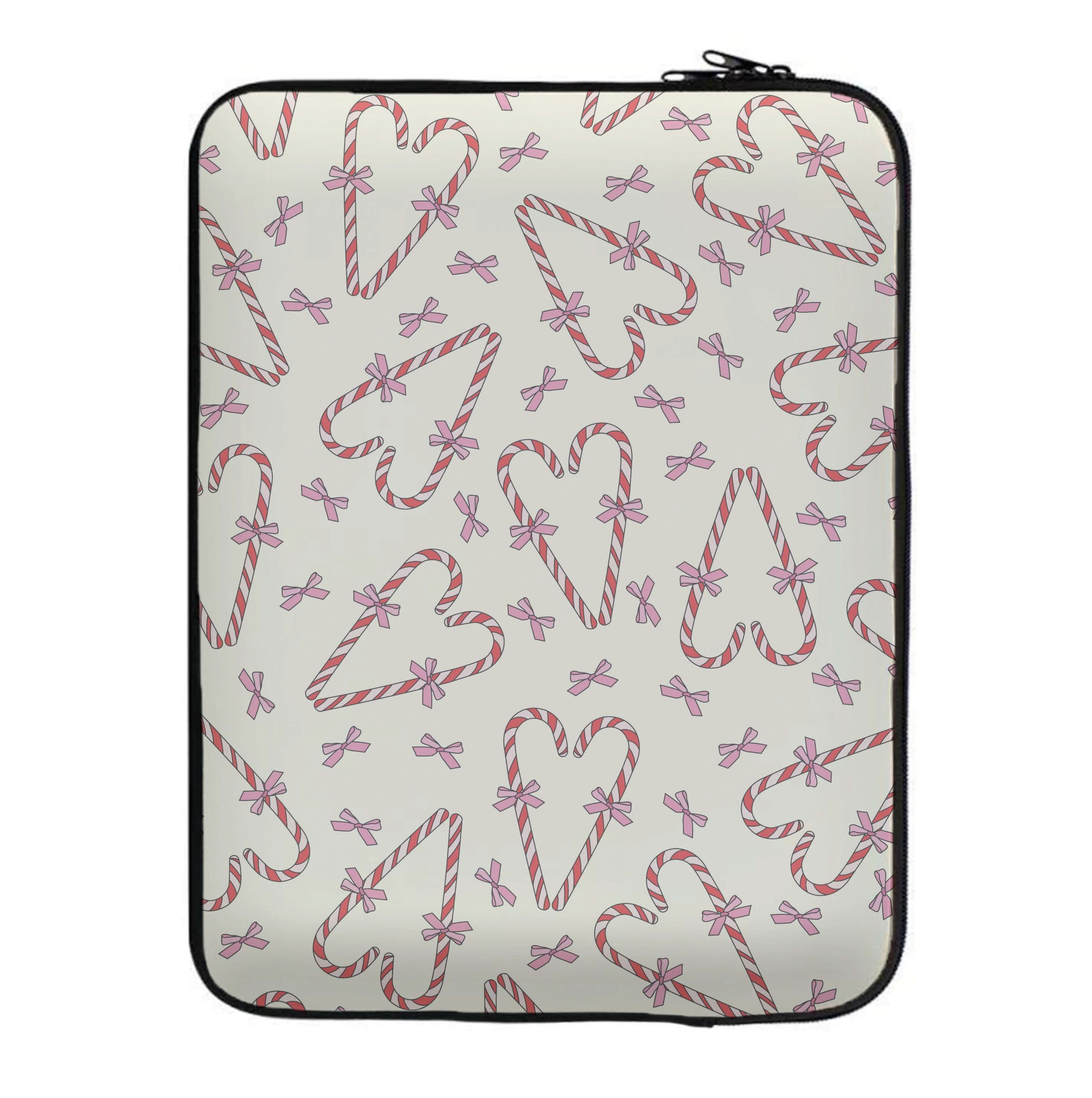 Candy Cane Love Heart Pattern Laptop Sleeve