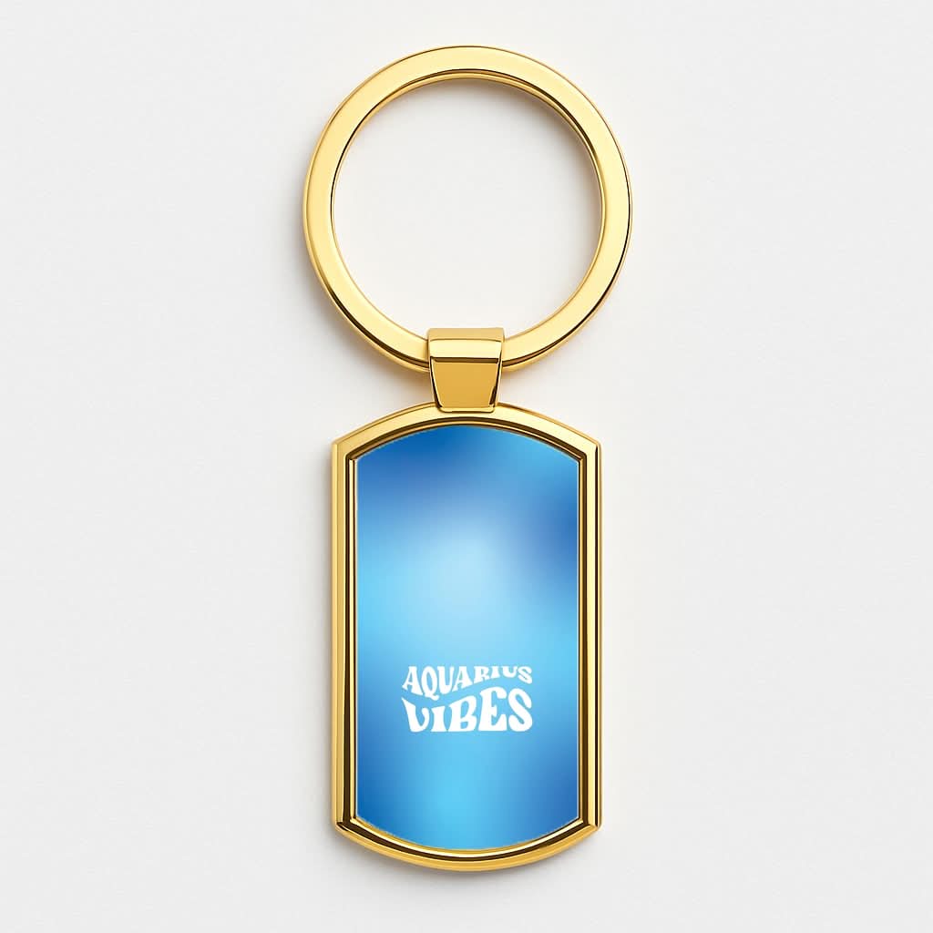 Aquarius Vibes Gradient Zodiac Gold Keyring