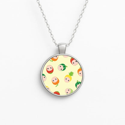 Fruit Angels Pattern Circle Necklace