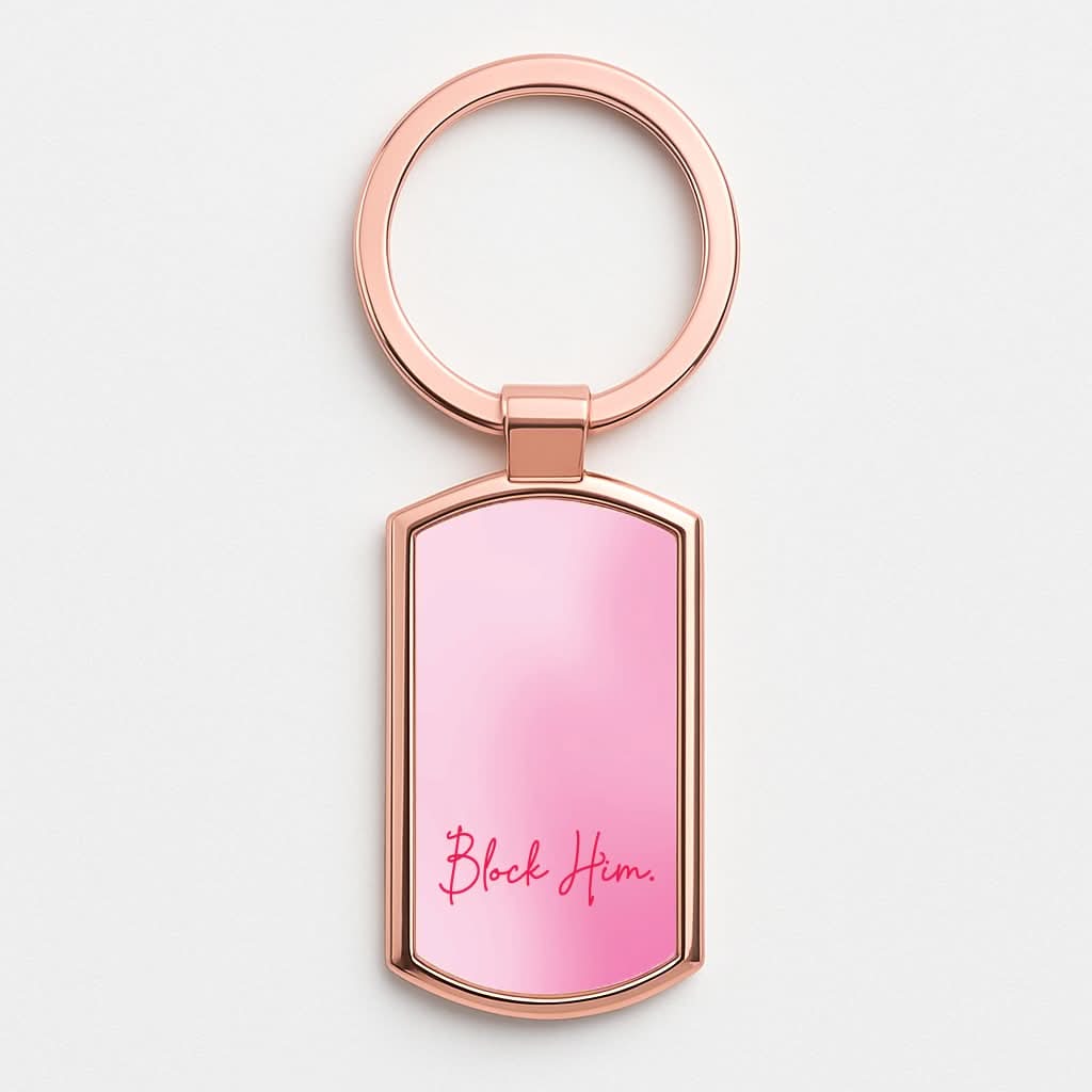 Block Him Pink Gradient Rose Gold Keyring