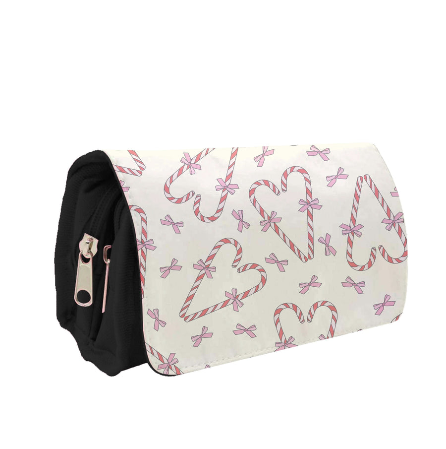 Candy Cane Love Heart Pattern Pencil Case