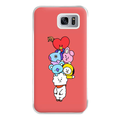 Red BT21 - RJ, Mang, Koya, Chimmy, Cooky, Shooky, Tata - K Pop Phone Case