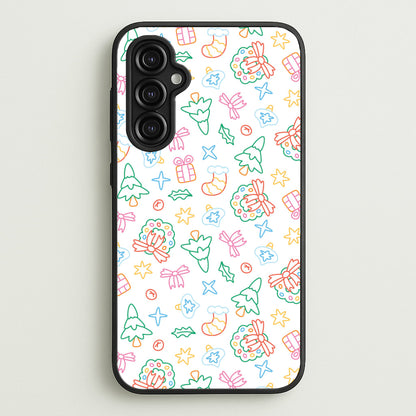 Neon Christmas Icons Pattern II Galaxy A14 Case