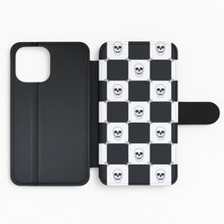 Checkered Skulls Pattern Flip Phone Case