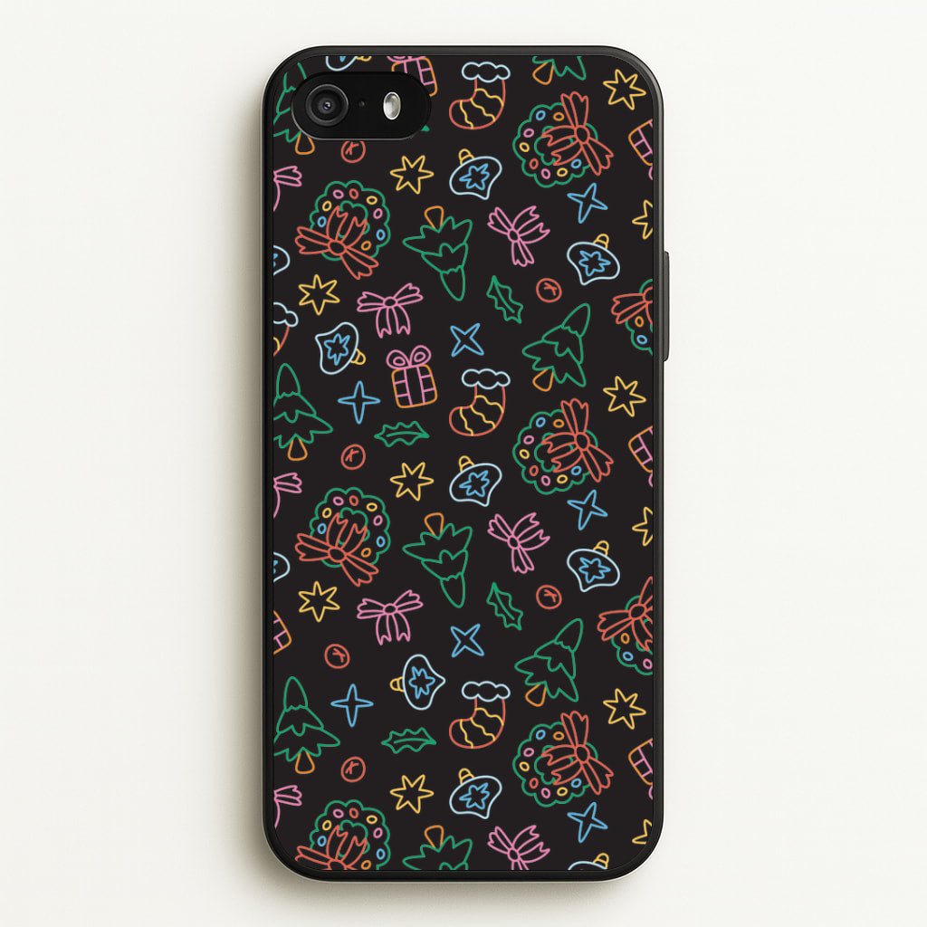 Neon Christmas Icons Pattern I iPhone 5 / 5s / SE 2016 Case