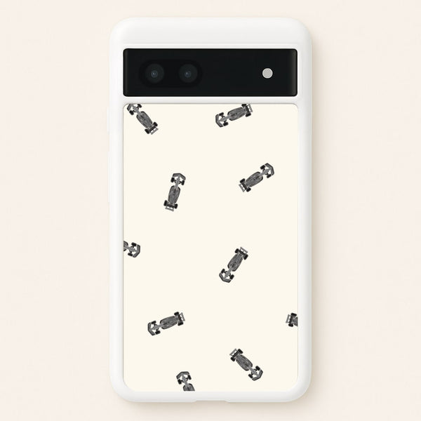Race Cars Pattern Off White Google Pixel 6a Case