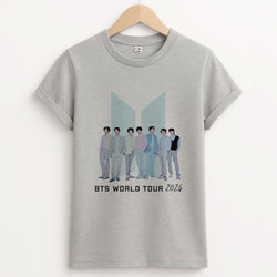 K-Pop Band Tour Pastel Blue Unisex Grey T-Shirt