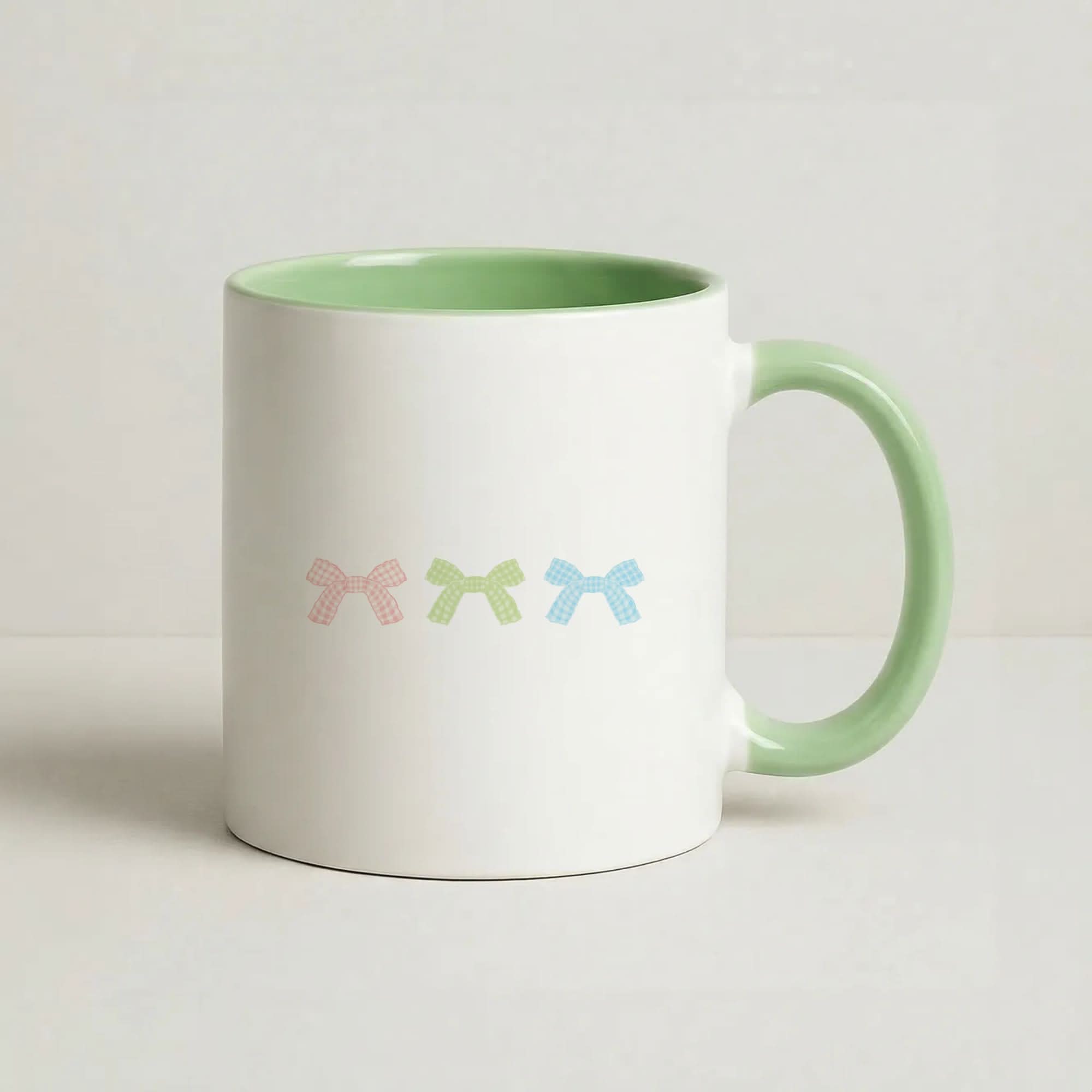 Gingham Ties  Green Mug